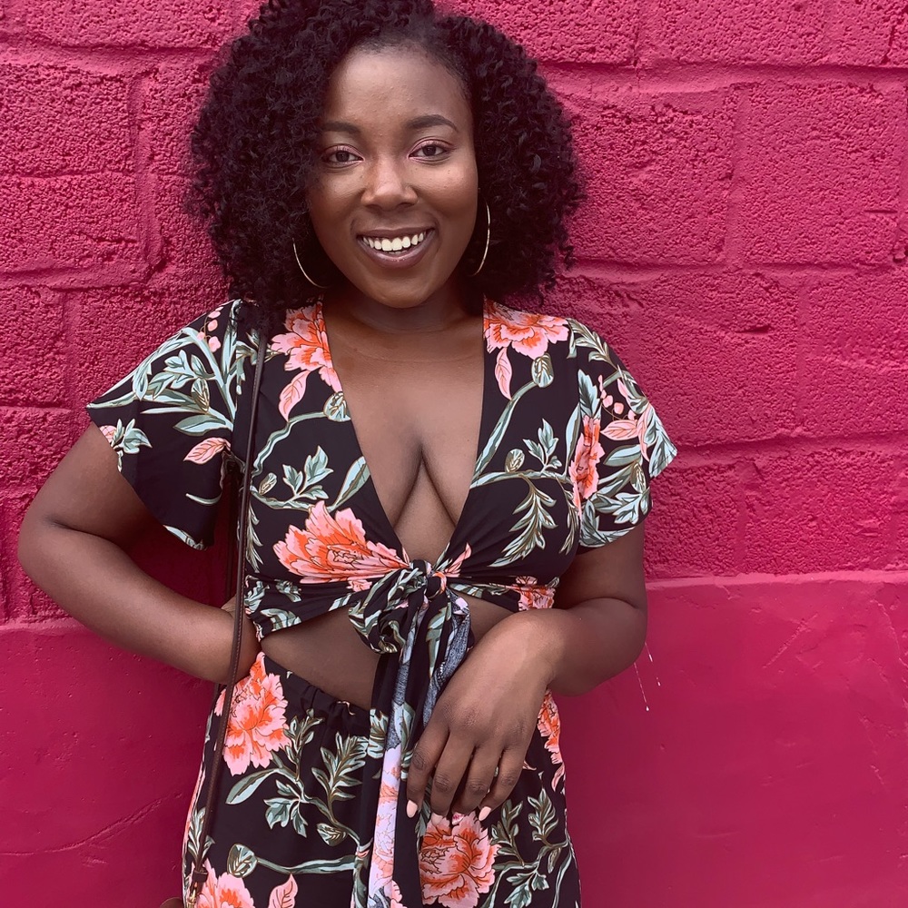 Rose print two piece set